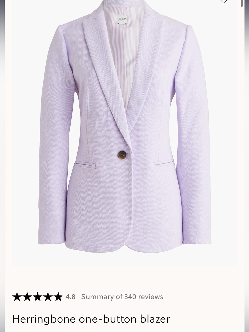 J. Crew Factory Pale Lilac One-Button Blazer